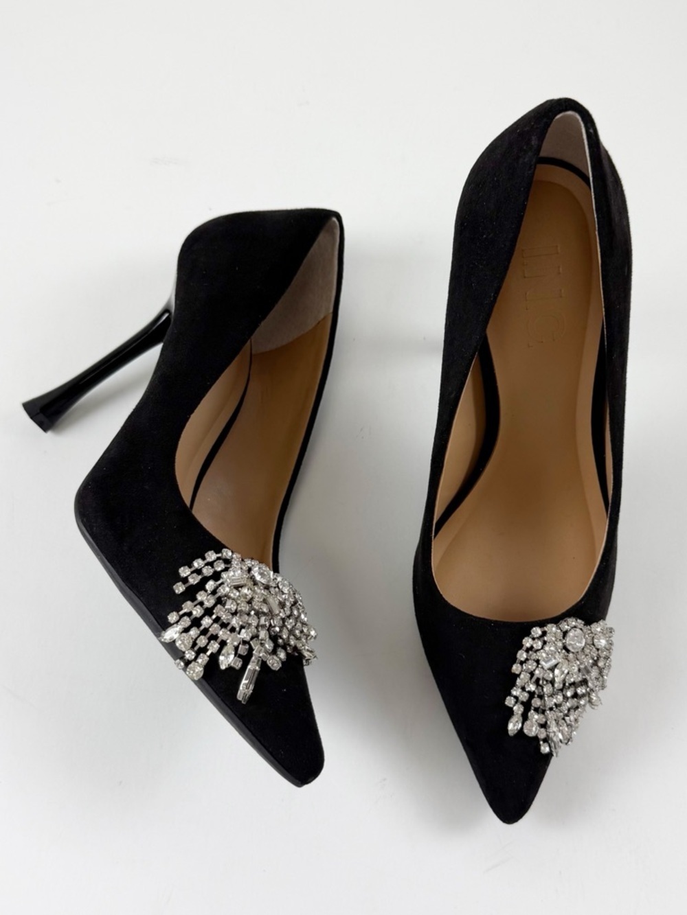INC International Concept Saija Pumps Heels Womesn 5.5M Black Rhinestine NEW